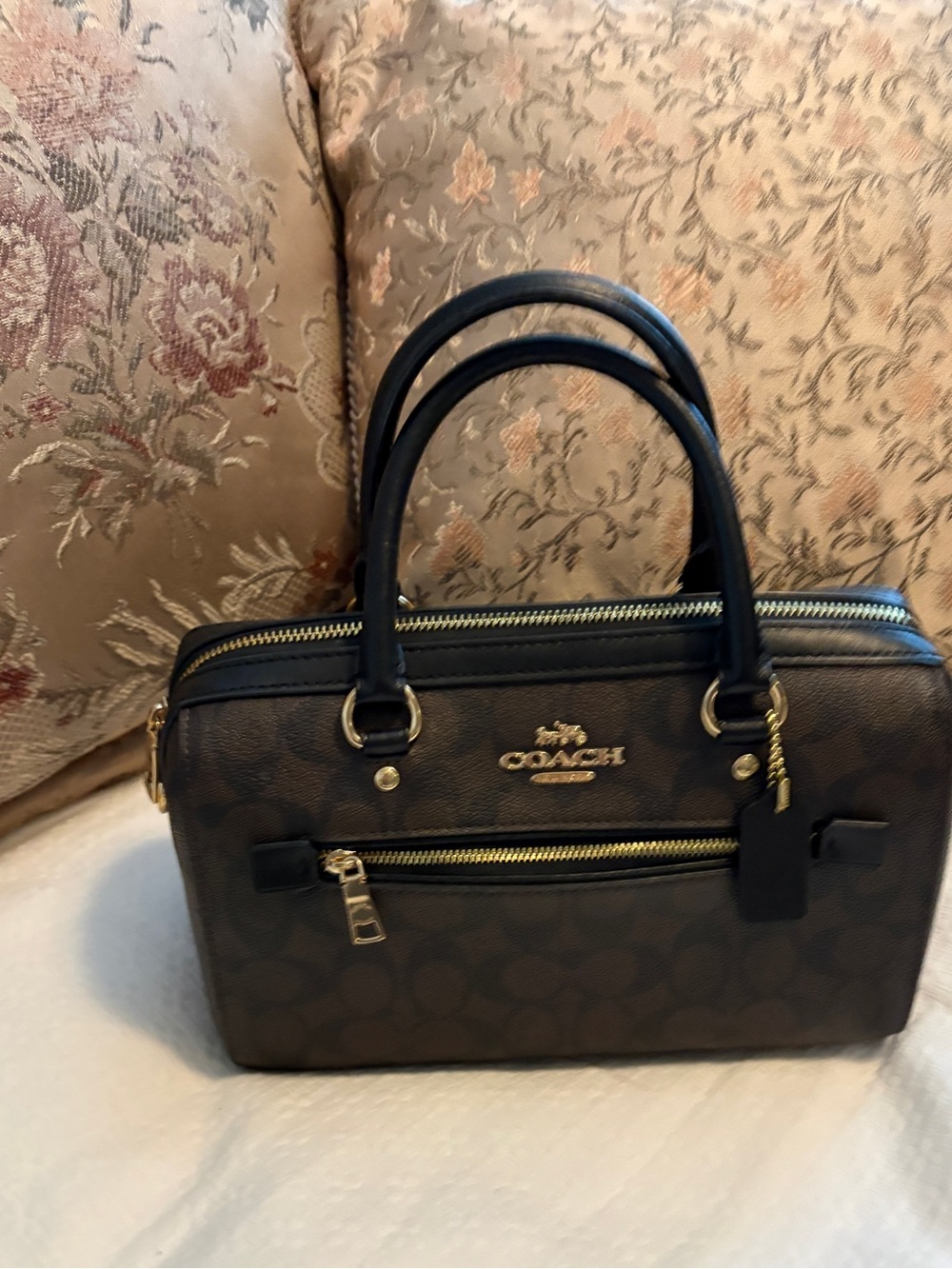 Coach Brown/Black Signature Rowan Satchel